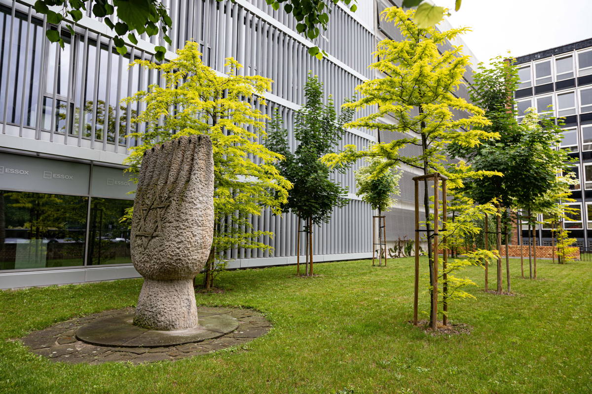 Side view of memorial