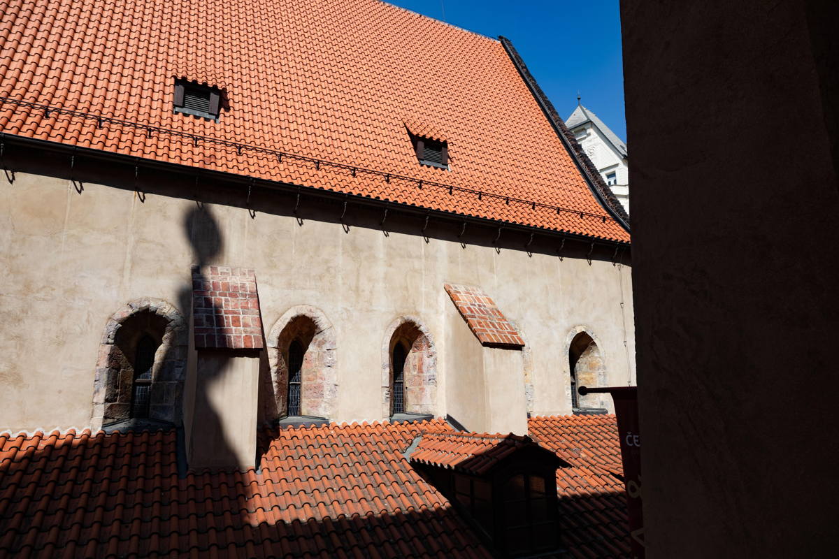 View of window of Altneu Synagogue