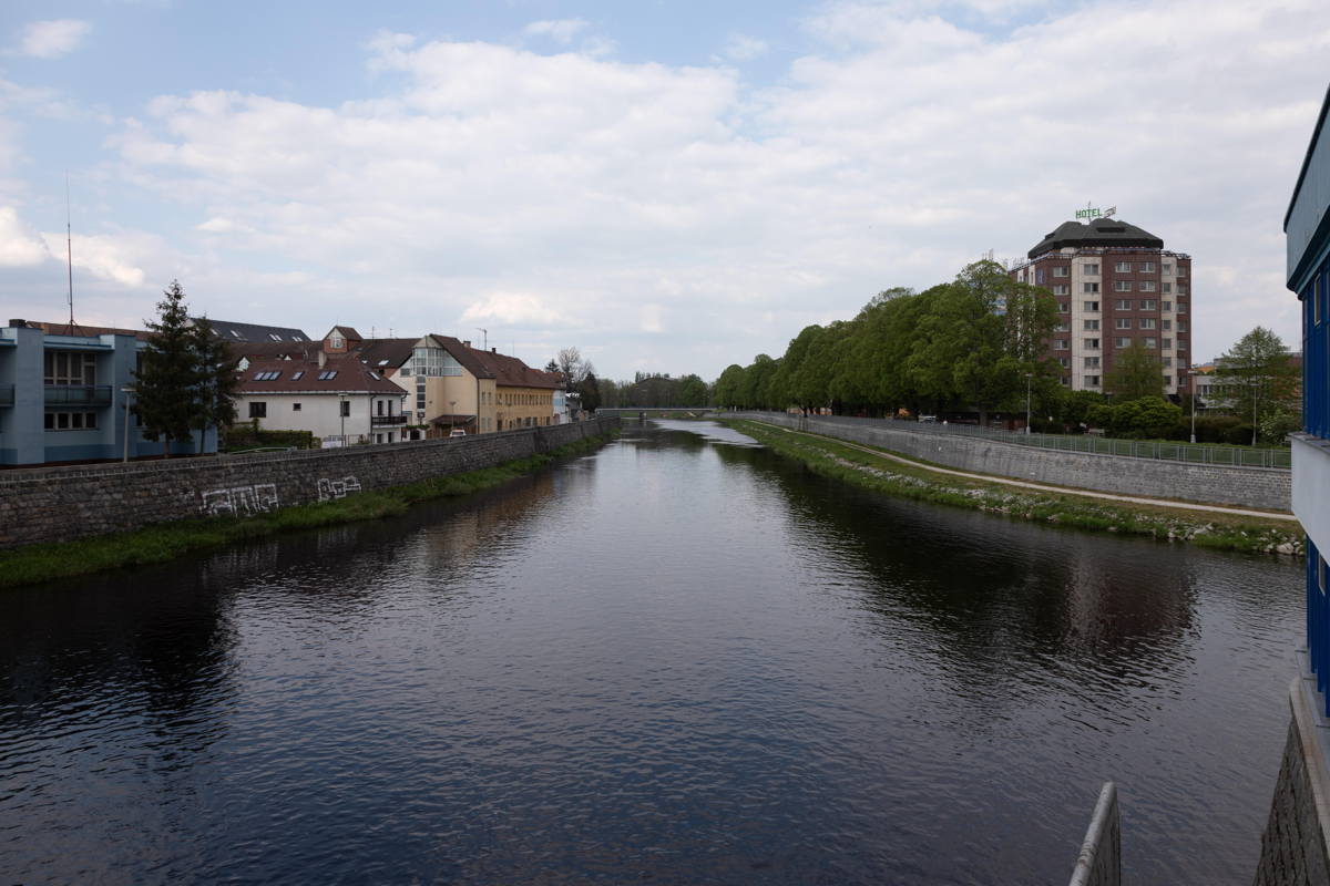 On both banks of the river and where they  intersect